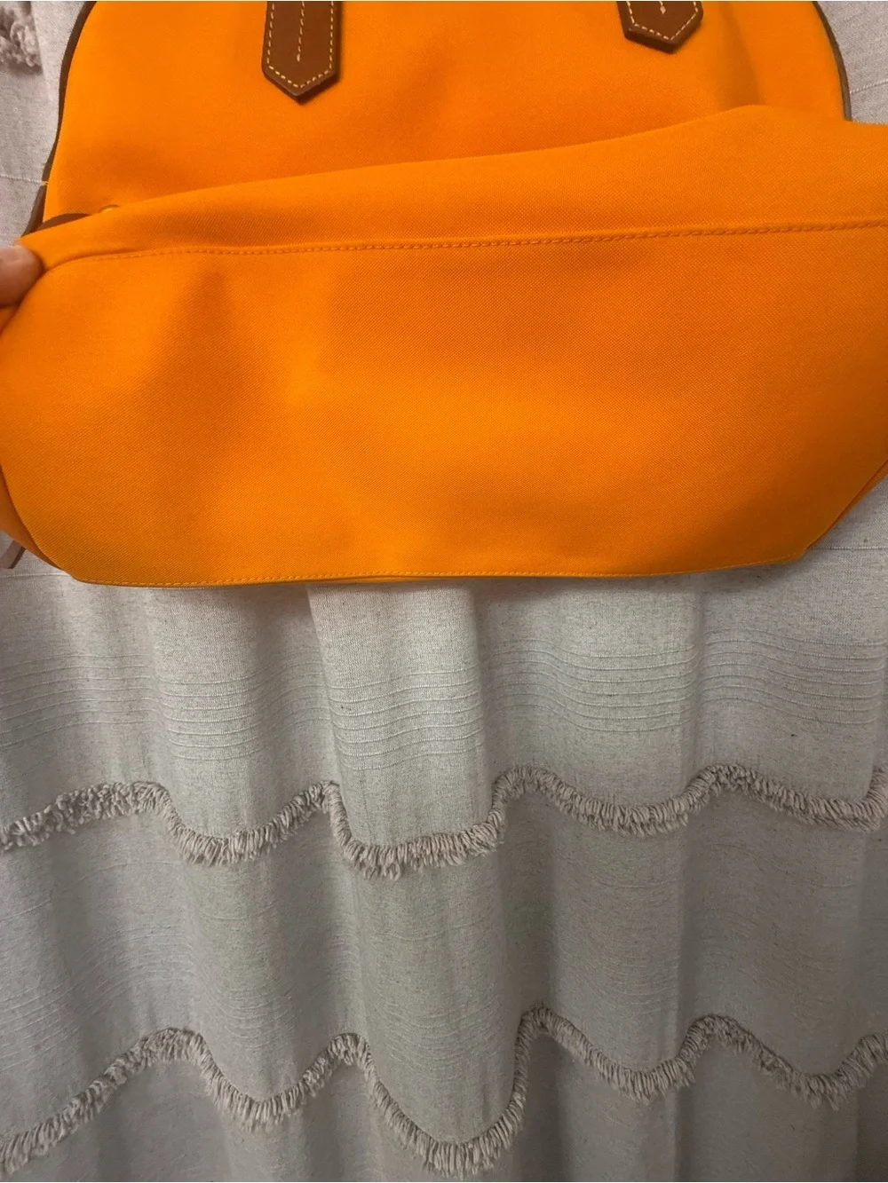 Dooney & Bourke Orange Nylon Shoulder Bag w/Braided Leather Handles w/Dust Bag